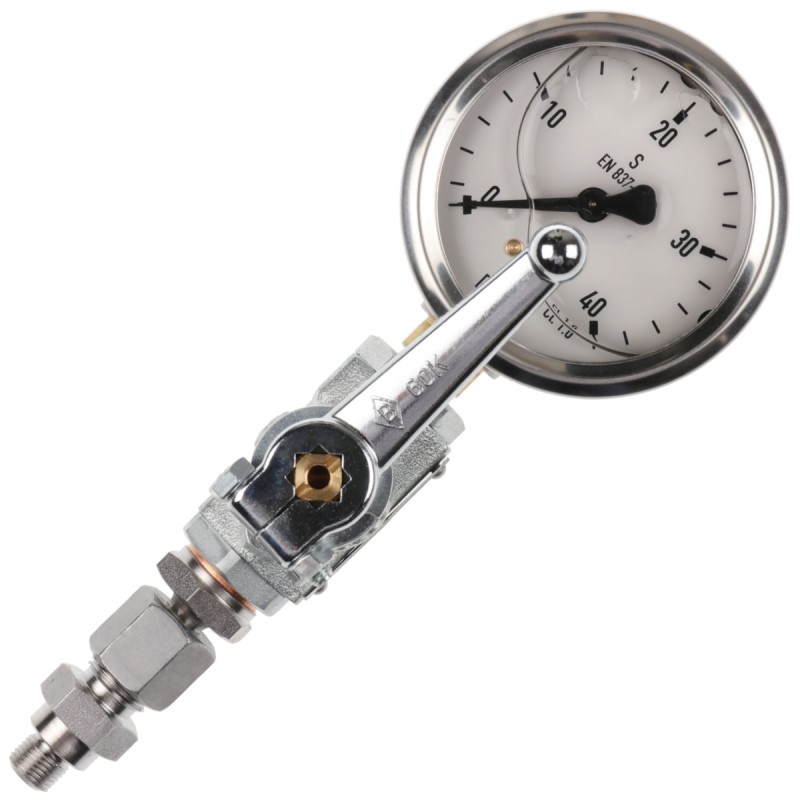 Weishaupt Manometer 0-60 mbar W-MF mit Druckknopfhahn A G 1/4 und  Prüfbrenner