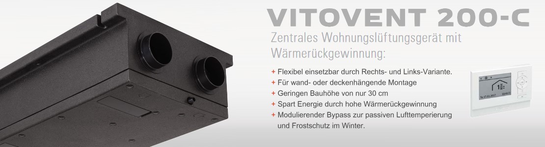 Viessmann Vitovent 200-C zentrale Wohnraumlüftung für Decken- oder Wandmontage