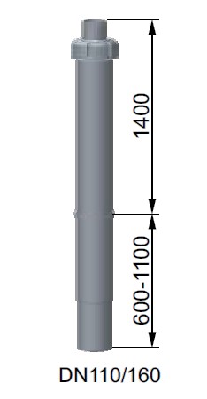 Bild von Senkrechte Dachdurchführung DN110/160 - L=2000-2500mm