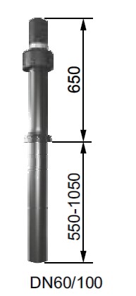 Bild von Senkrechte Dachdurchführung DN60/100 - L=1200-1700 mm