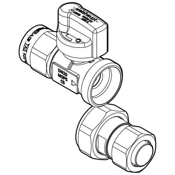 Bild von Gas-Durchgangshahn Rp 3/4 I x 22 mm