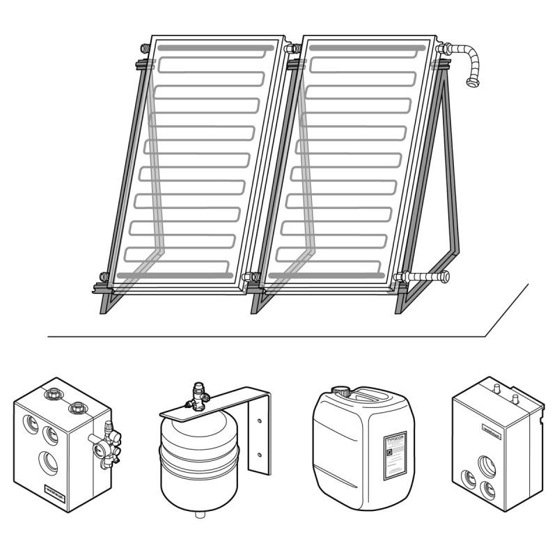 Bild von Paket Flachdach vertikal 2x1 FV 45° F2 für Kombispeicher WKS