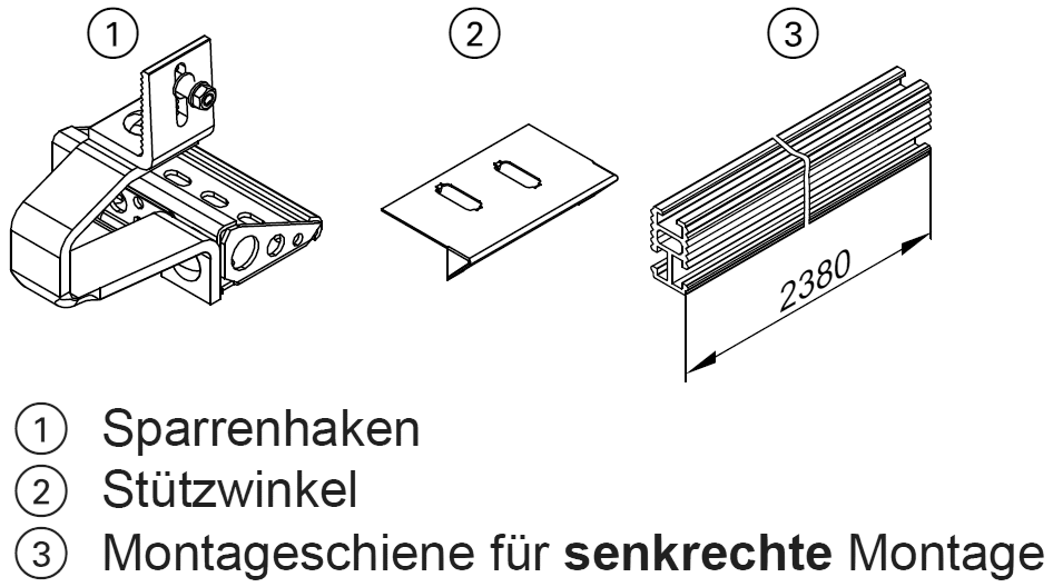 Bild von 3x Befestigungssystem Sparrenhaken senkrecht mit Konterlattung für Vitosol 200/300-T