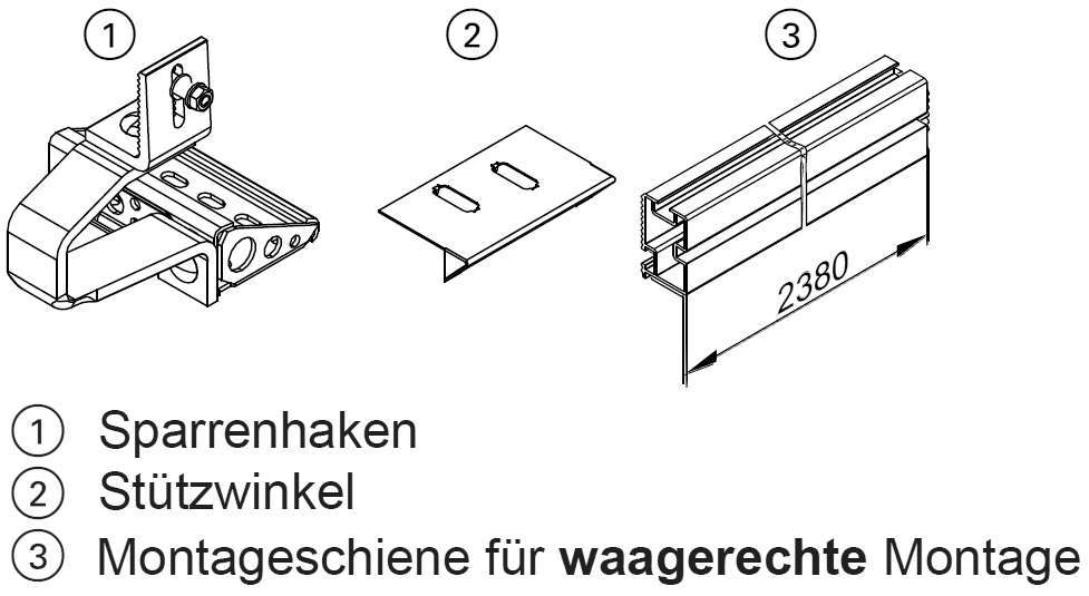 Bild von Befestigungssystem Sparrenhaken waagerecht mit Konterlattung für Vitosol 200-T