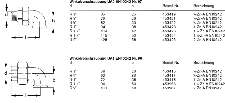 Winkelverschraubung Abmessungen