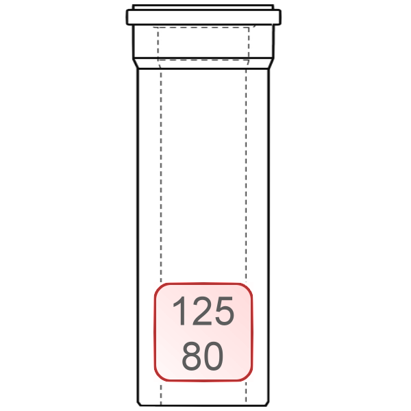 Bild von Zuluft-/Abgasrohr PP/PP DN125/80 L=1,0 Meter