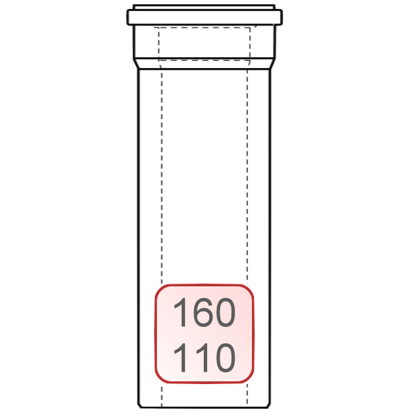 Bild von Zuluft-/Abgasrohr PP/PP DN160/110 L=1,0 Meter