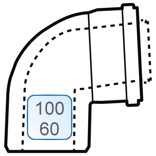 Bild von 87° Zuluft-/Abgasbogen DN100/60 Stahl/PP