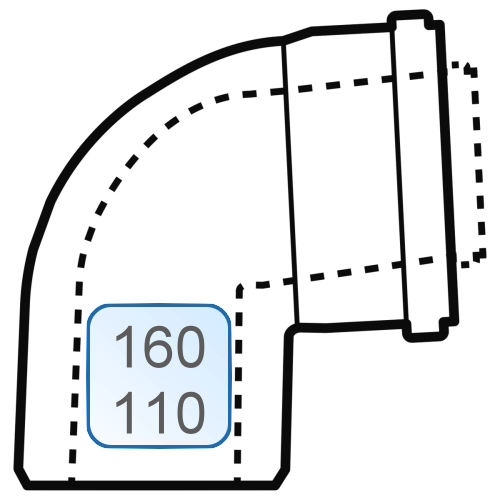 Bild von 87° Zuluft-/Abgasbogen DN160/110 Stahl/PP