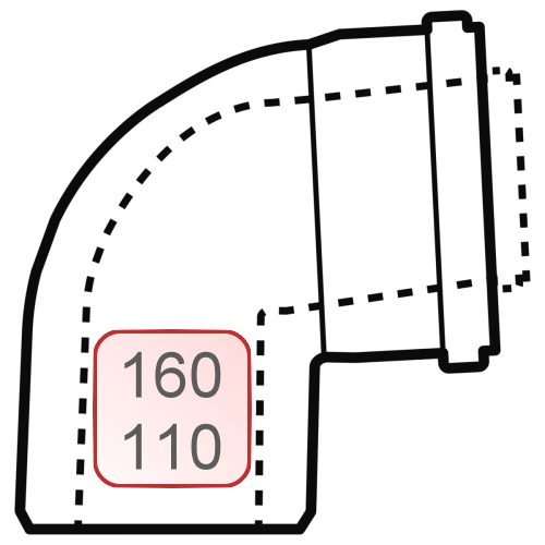 Bild von 87° Zuluft-/Abgasbogen DN160/110 PP/PP