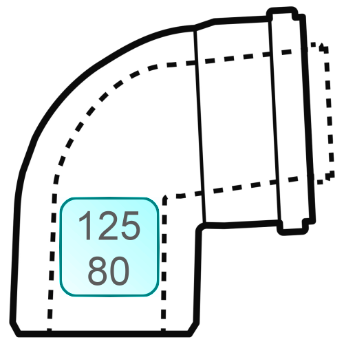 Bild von 87° Zuluft-/Abgasbogen DN125/80 INOX/PP