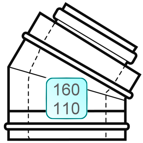 Bild von 45° Zuluft-/Abgasbogen DN160/110 INOX/PP