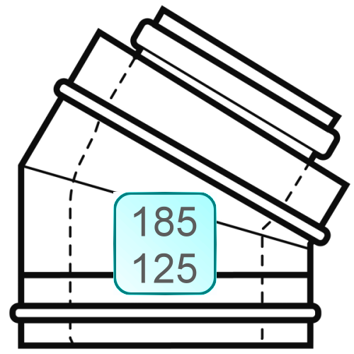 Bild von 45° Zuluft-/Abgasbogen DN185/125 INOX/PP