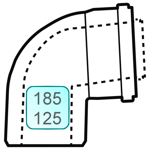Bild von 87° Zuluft-/Abgasbogen DN185/125 INOX/PP