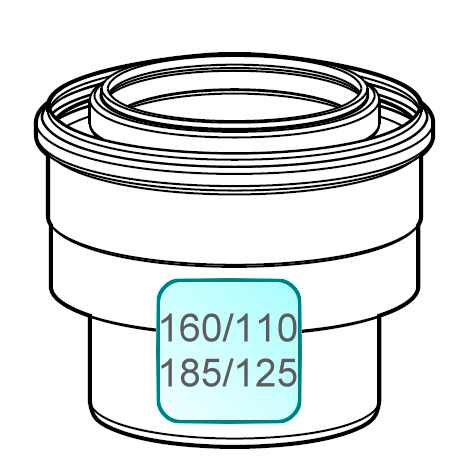 Bild von Aufweitung INOX/PP DN160/110 auf DN185/125 zentrisch