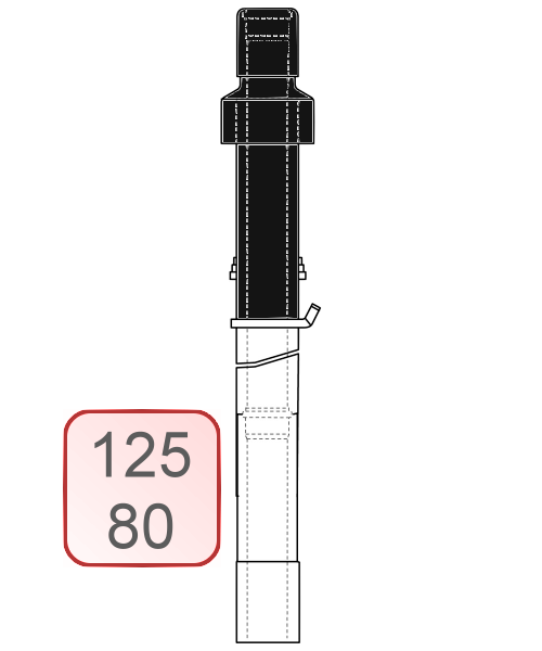 Bild von Dachdurchführung PE/PP schwarz DN125/80 1,0 Meter