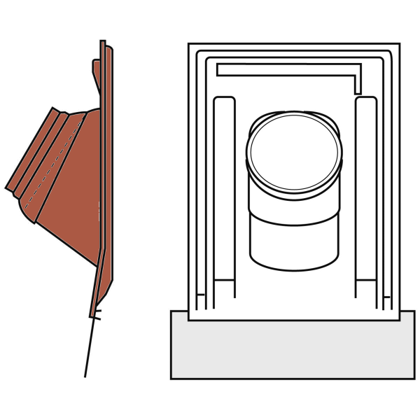 Bild von Dachziegel Kunststoff rot DN185 25°-45°