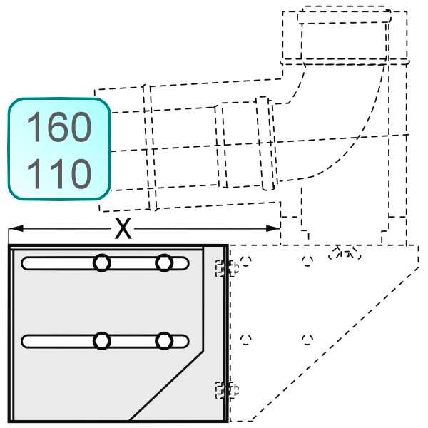 Bild von Verlängerung Wandkonsole INOX DN160 um 186-273 mm