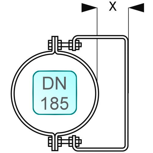 Bild von Wandhalterung INOX DN185 X=51-100 mm