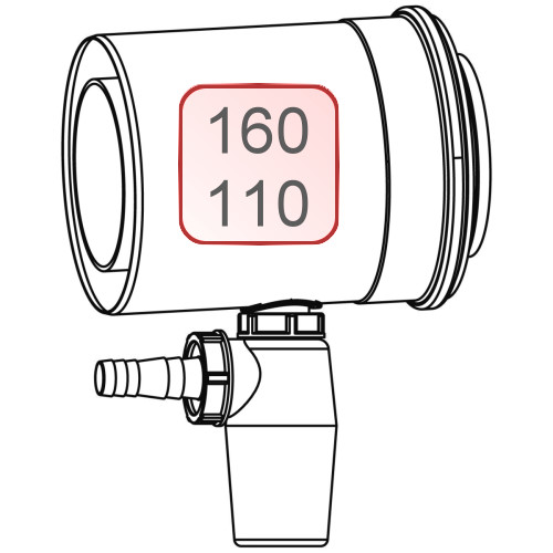 Bild von Abgasrohr DN 160/110 mit Kondensatablauf und Siphon