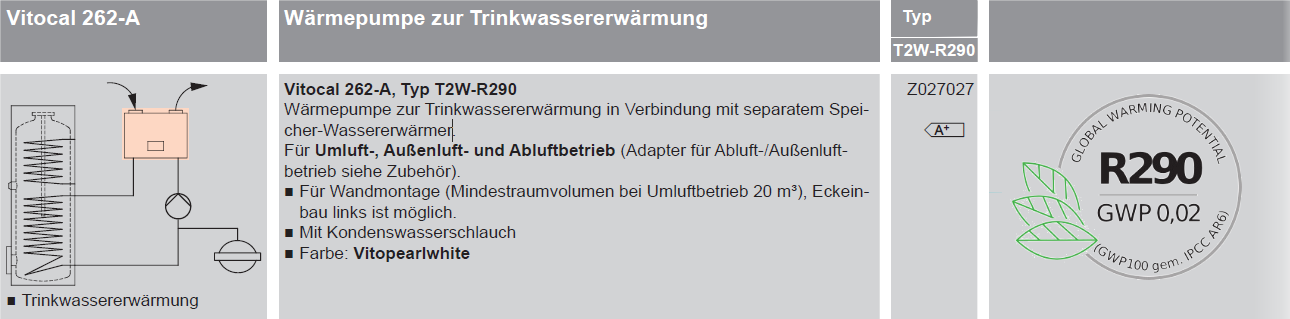 Warmwasser-Wärmepumpe für externe Speicher