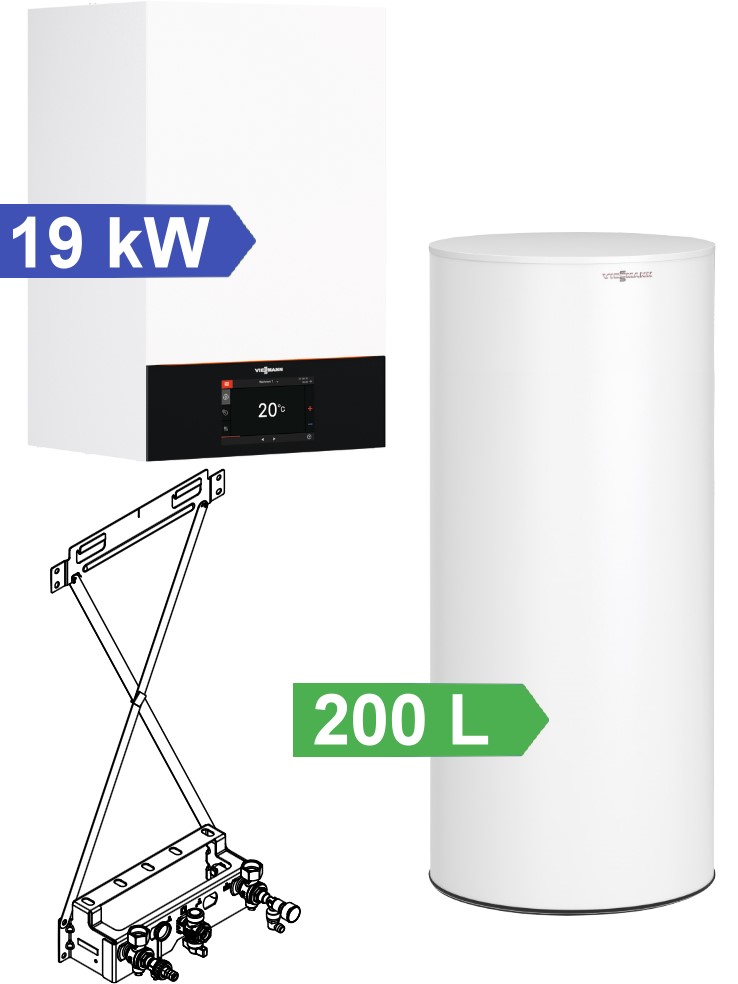 Bild von 19kW Vitodens 300-W Paket mit 200 L Hocheffizienz Speicher