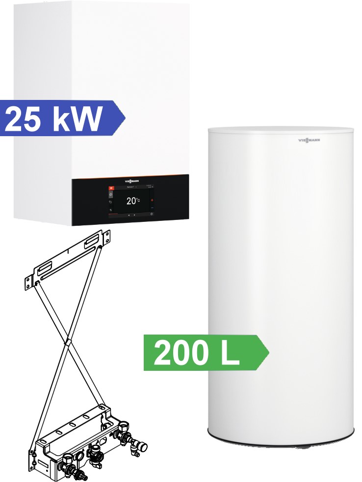 Bild von 25kW Vitodens 300-W Paket mit 200 L Edelstahlspeicher hocheffizient