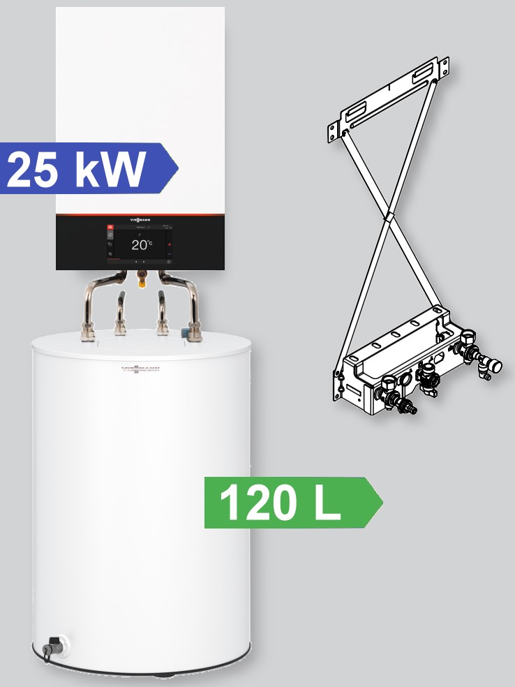 Bild von Vitodens 300-W Paket mit 120 L Hocheffizienz-Speicher