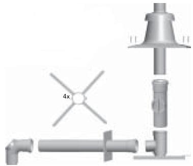 Bild von Anschluss-Set DN110 aus Polypropylen an Abgasleitung für Schachteinbau als Bausatz
