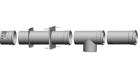 Bild von Anschlußset Kamin mit Luftzuleitung über Außenwand 110/160