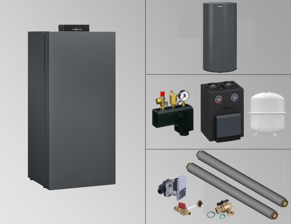 Bild von 13 kW Paket Vitocrossal 300 mit 160 Liter Speicher Vitocell 100-V CVAA