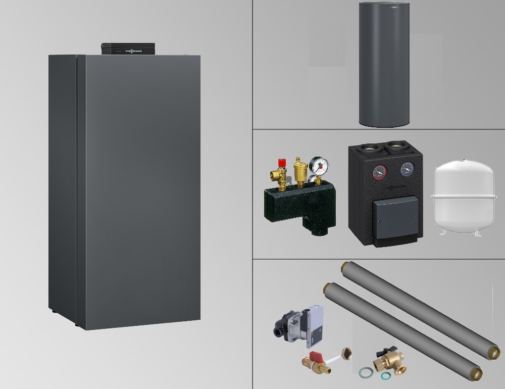 Bild von 13 kW Paket Vitocrossal 300 mit 200 Liter Speicher Vitocell 100-V CVAA