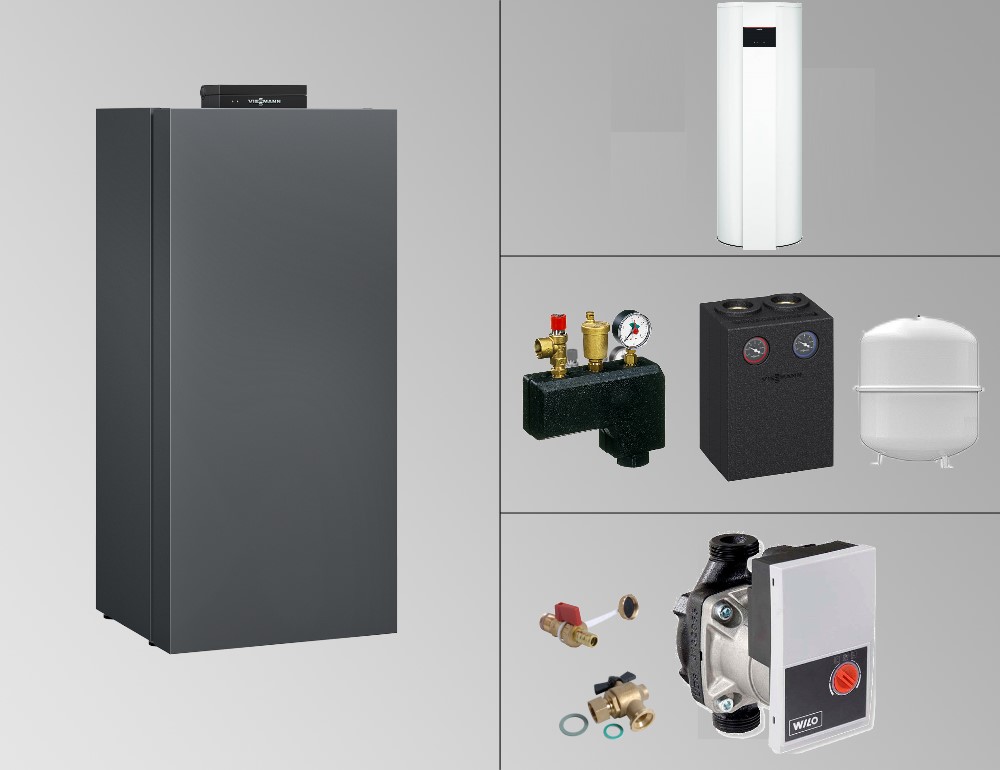 Bild von 35 kW Paket Vitocrossal 300 mit 300 Liter Vitocal 262-A Wärmepumpe