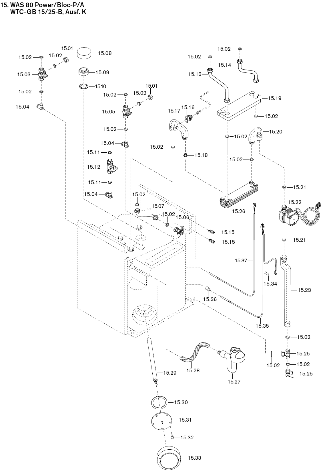 Ersatzteile WAS 80 Power/Bloc-P/A WTC-GB 15/25-B, Ausführung K