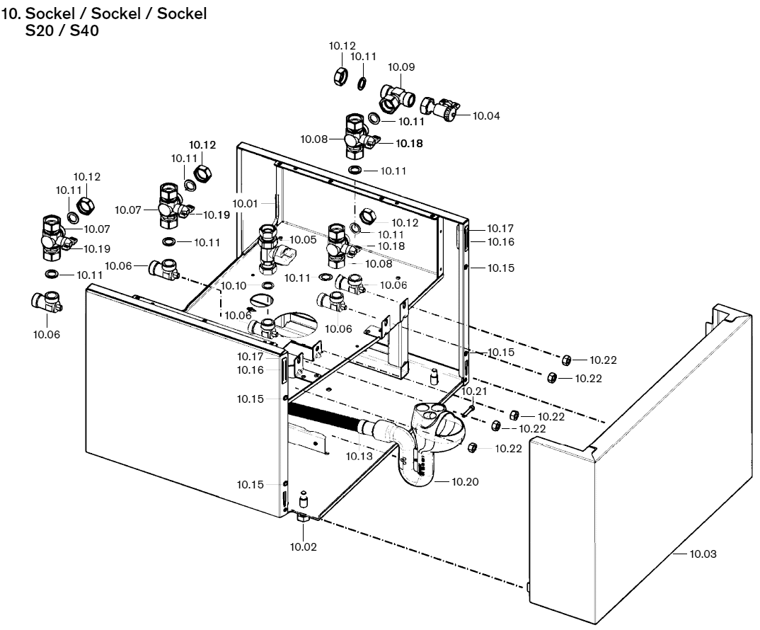 Ersatzteile Sockel S20, S40 für Weishaupt WTC-A