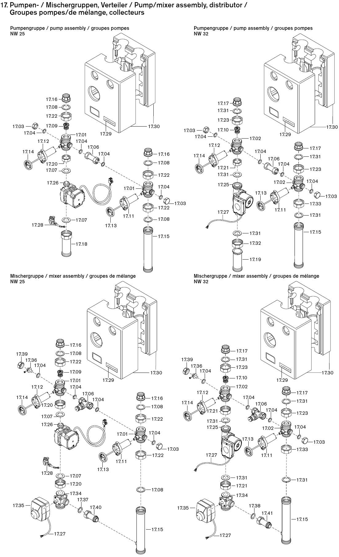 Ersatzteile Pumpen- / Mischergruppen, Verteiler WTC-A