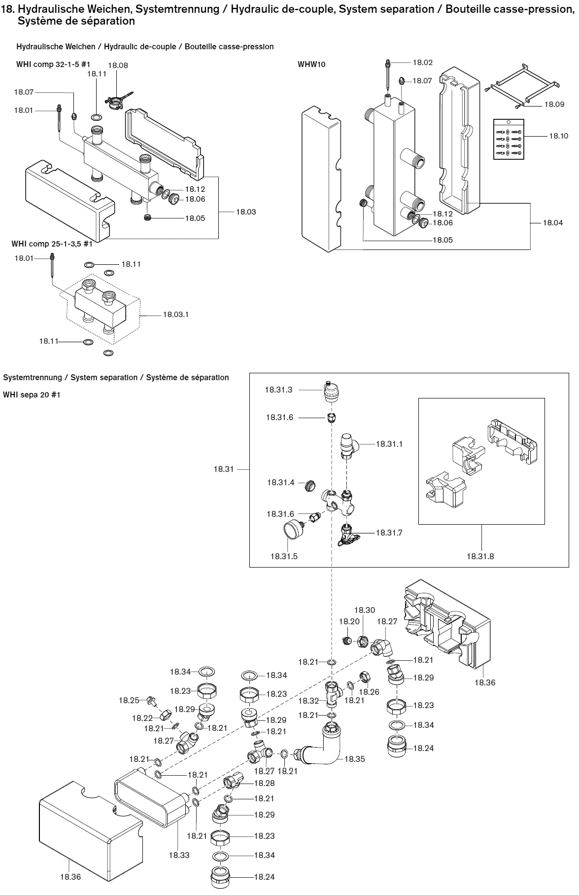 Ersatzteile hydraulische Weiche Systemtrennung WTC-A