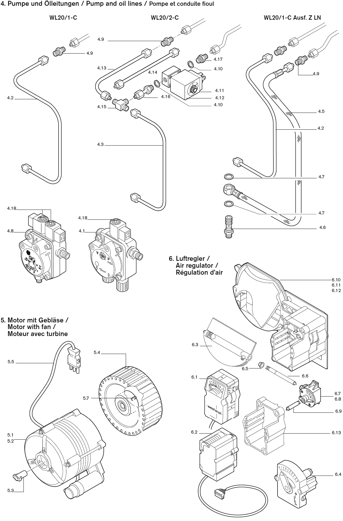 Ersatzteile Ölpumpe, Brennermotor für WL2ß-C