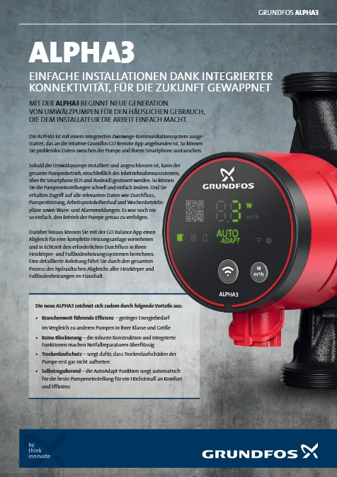 Prospekt Grundfos Alpha 3 Heizungspumpen