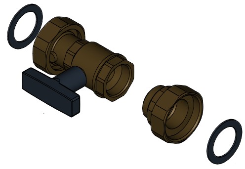 Bild von Kugelhahn mit Verschraubung für Solebaugruppe