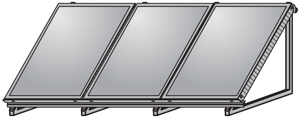 AluFlex-U Aufstellgerüst Hochformat für 3 Kollektoren 