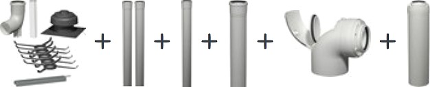 Paket Abgassystem D60 Schacht, rlu