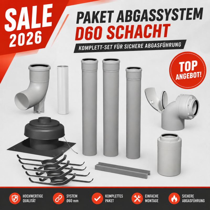 Paket Abgassystem D60 Schacht, rlu