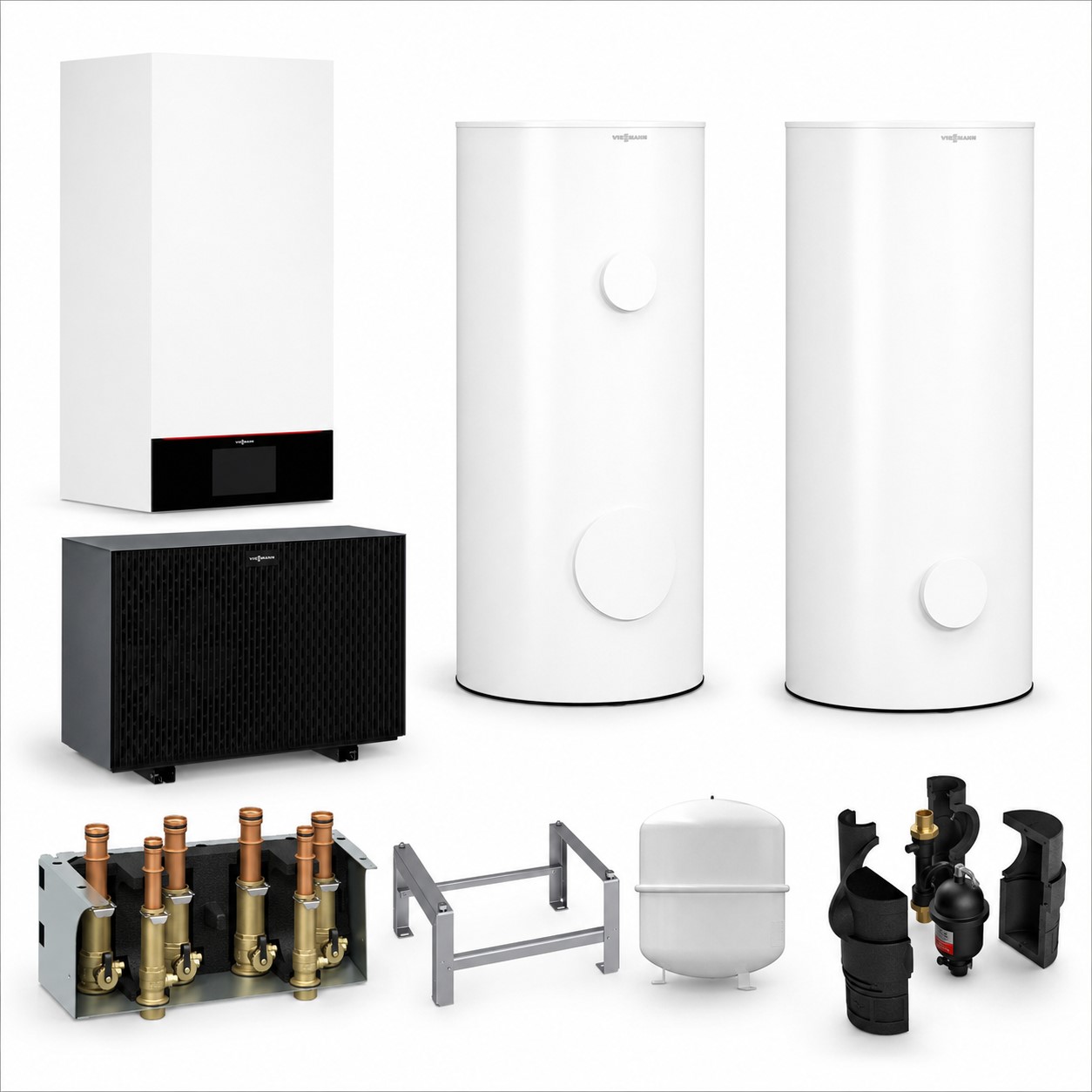 Paket Vitocal 250-A Modular A04 230V AF mit Vitocell 100-V CVWC 250L + 100-E SVWA 200L