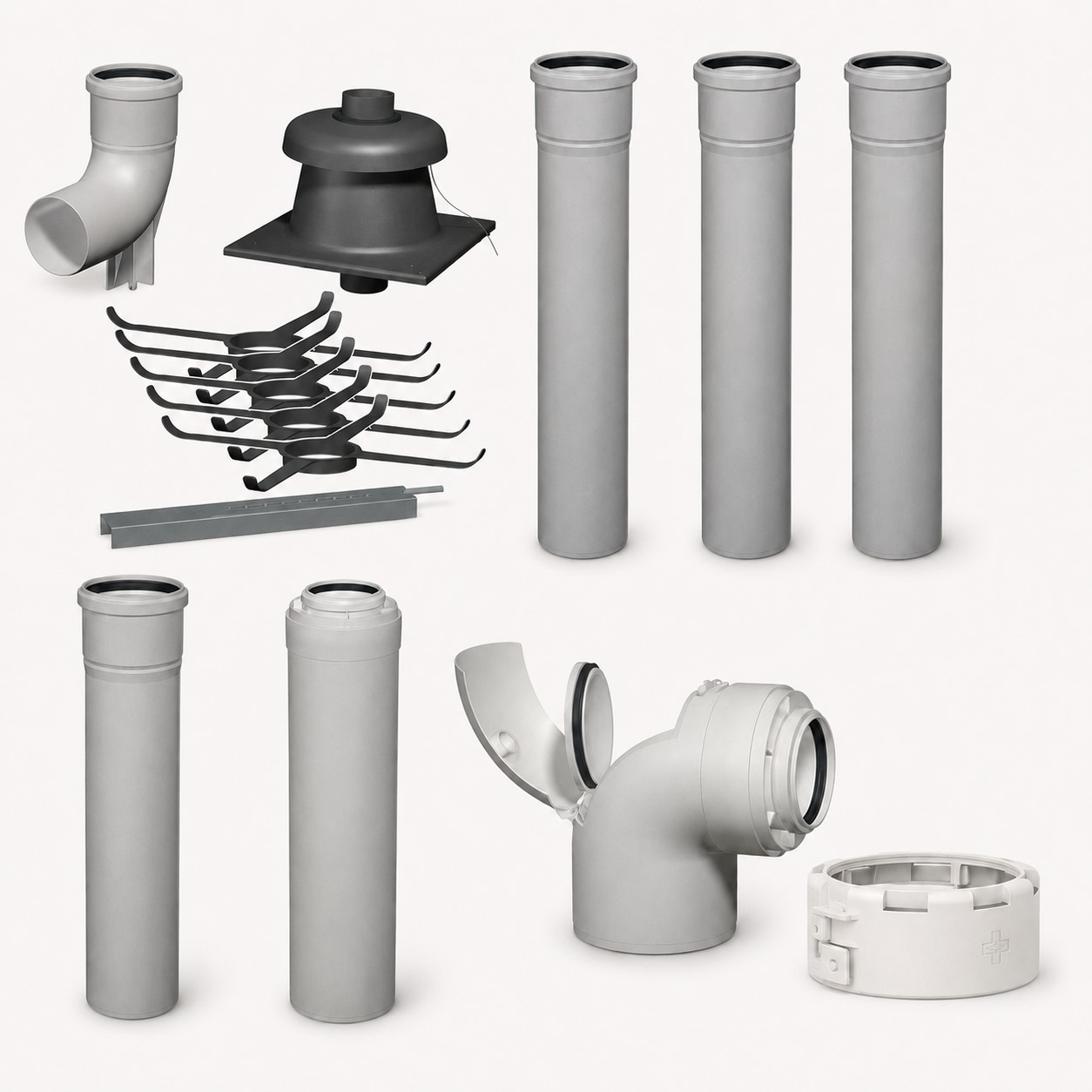 Paket Abgassystem D80 Schacht starr/PPs, rlu
