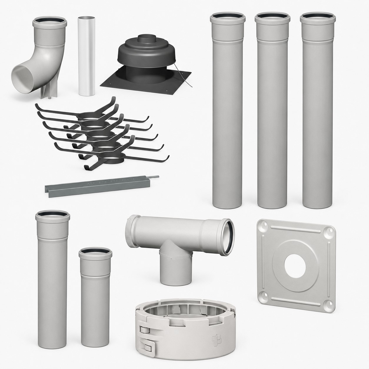 Paket Abgassystem D80 Schacht Metall/PPs, rla