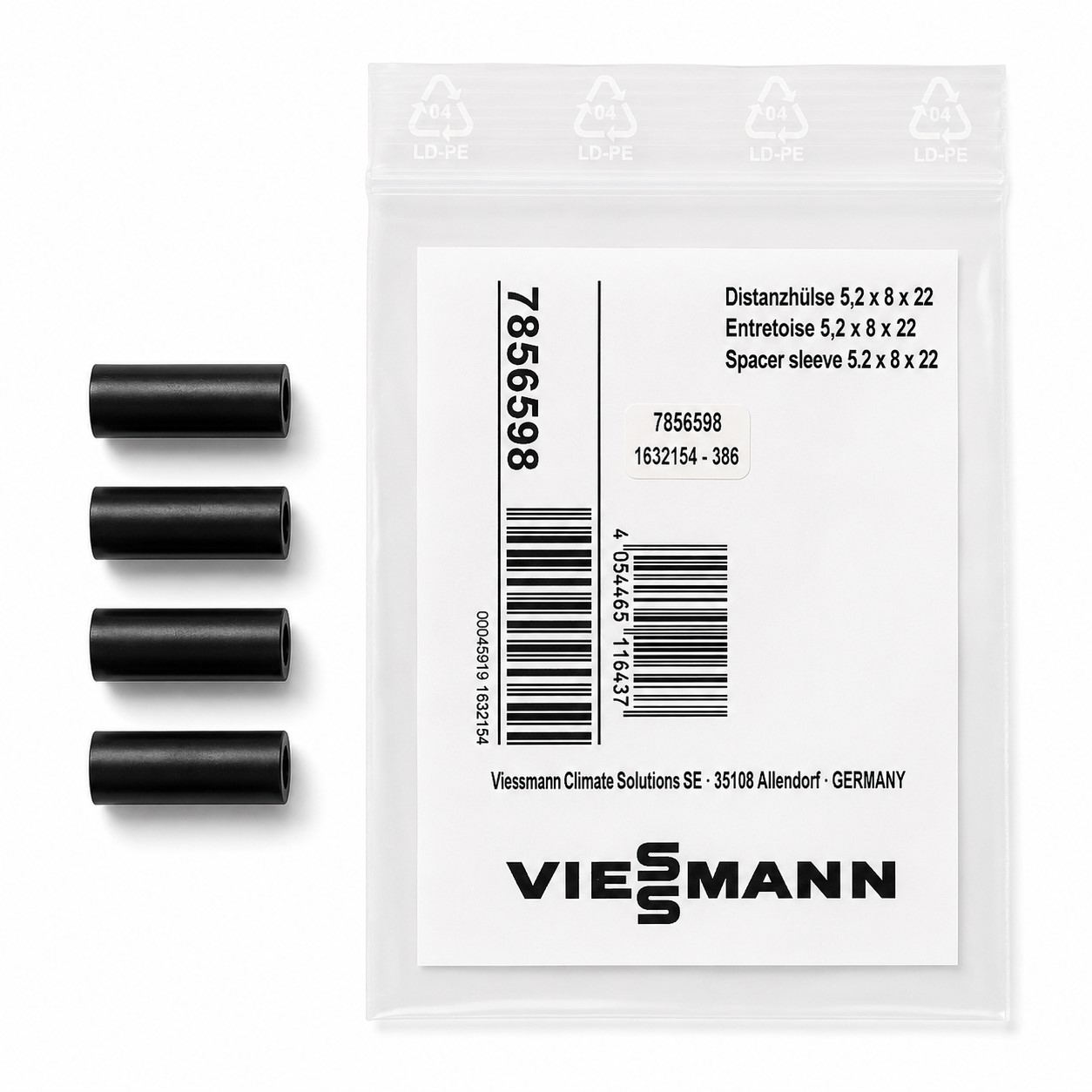 7856598 Viessmann Distanzhülse 5,2 x 8 x 22 (4 Stück)