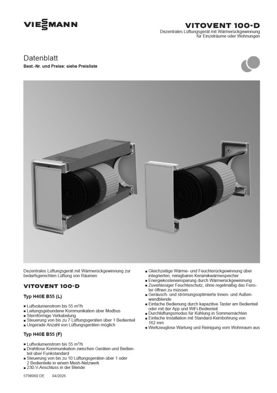 Viessmann Datenblatt Vitovent 100-D