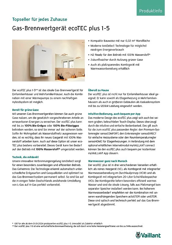 Vaillant Produktinformation ecoTEC plus 1-5