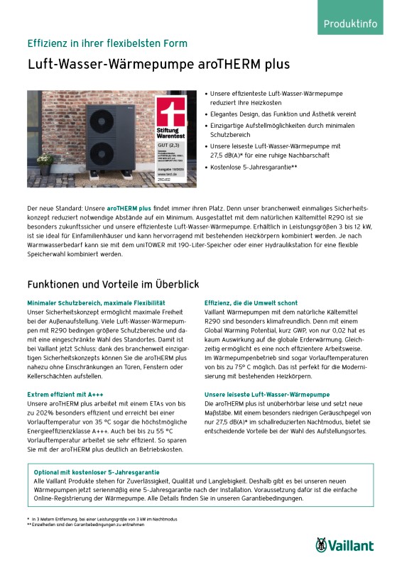 Cover der Vaillant Produktinformation aroTHERM plus